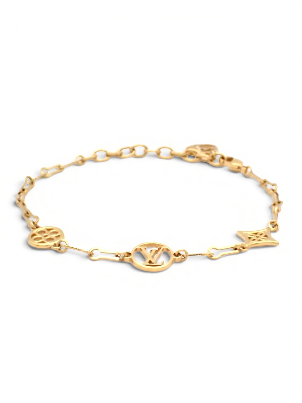 Louis Vuitton Forever Young Bracelet Gold Icon Charm Chain Womens